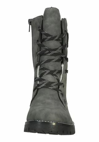 Rieker Lederimitat Stiefelette Grau/ Schwarz 5 Rieker Lederimitat Stiefelette Grau/ Schwarz – Bild 3