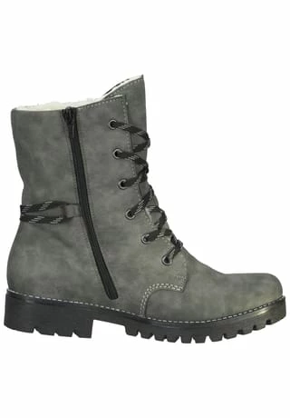 Rieker Lederimitat Stiefelette Grau/ Schwarz 6 Rieker Lederimitat Stiefelette Grau/ Schwarz – Bild 4