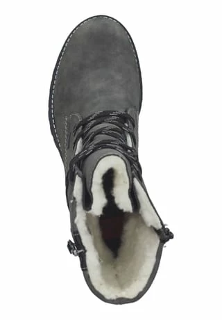Rieker Lederimitat Stiefelette Grau/ Schwarz 8 Rieker Lederimitat Stiefelette Grau/ Schwarz – Bild 6
