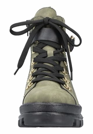 Rieker Lederimitat Stiefelette Grün/ Schwarz 5 Rieker Lederimitat Stiefelette Grün/ Schwarz – Bild 3