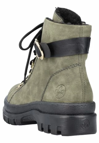Rieker Lederimitat Stiefelette Grün/ Schwarz 7 Rieker Lederimitat Stiefelette Grün/ Schwarz – Bild 5
